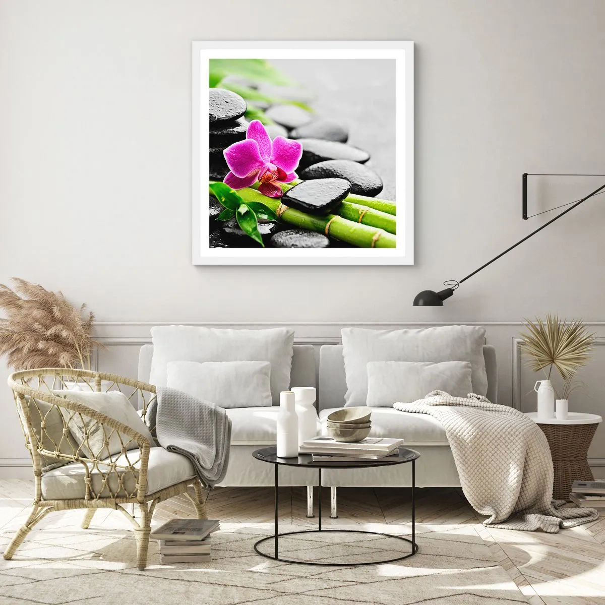 Póster en marco blanco - En equilibrio pacífico - 50x50 cm