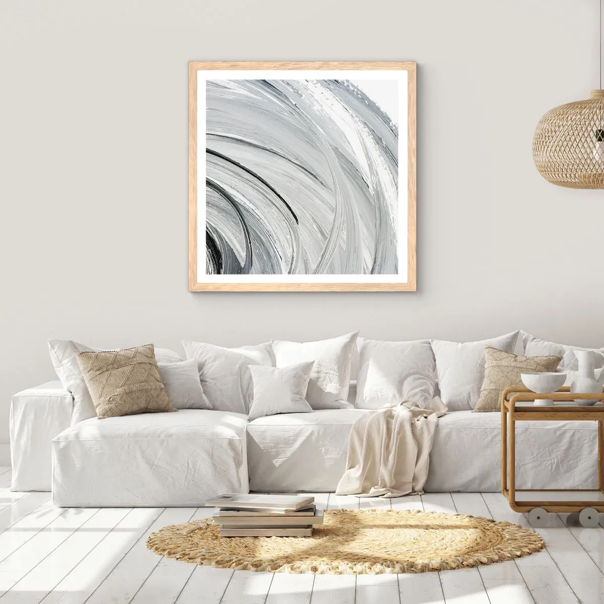 Póster en marco roble claro - Composición orbital - 60x60 cm