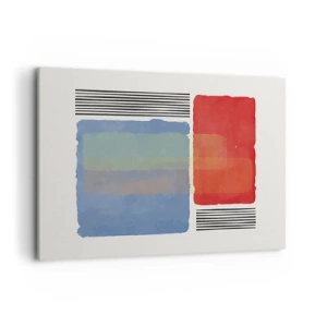 Cuadro sobre lienzo - Impresión de Imagen - Composición geométrica con bloques y líneas de colores. - 120x80cm - Espíritu y alma de la geometría - Decoración de pared moderna para salón y dormitorio ARTTOR