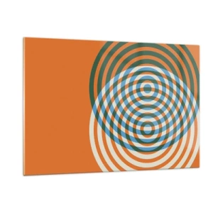 Cuadro sobre vidrio - Impresiones sobre Vidrio - Gráfico geométrico abstracto con círculos concéntricos - 120x80cm - Círculos y abstracción - Decoración de pared moderna para salón y dormitorio ARTTOR