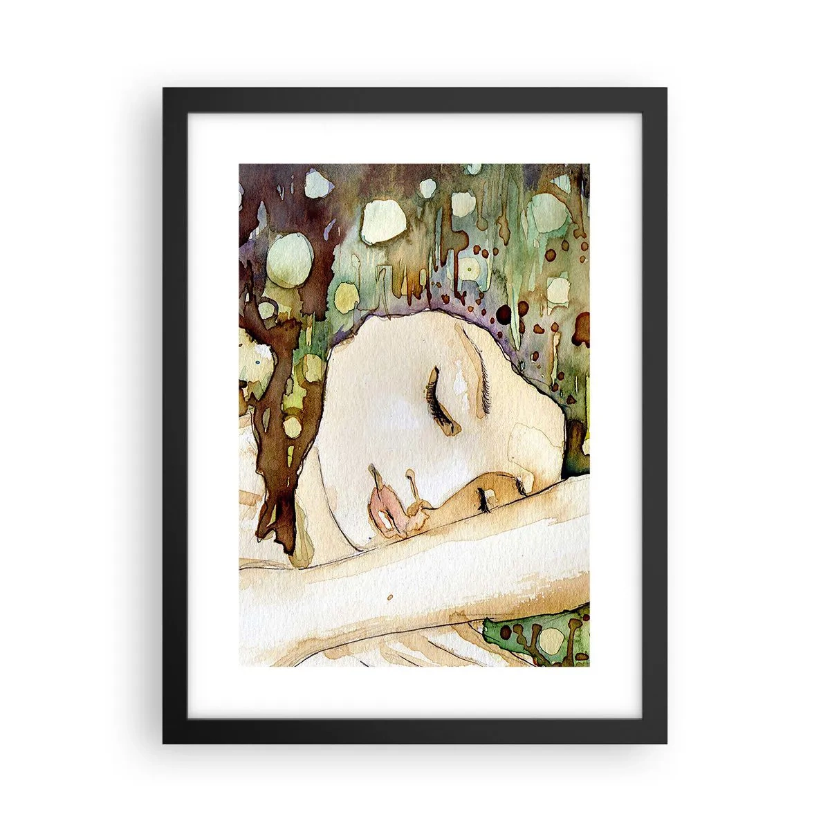 Póster en marco negro - Sueño esmeralda y violeta - 30x40 cm