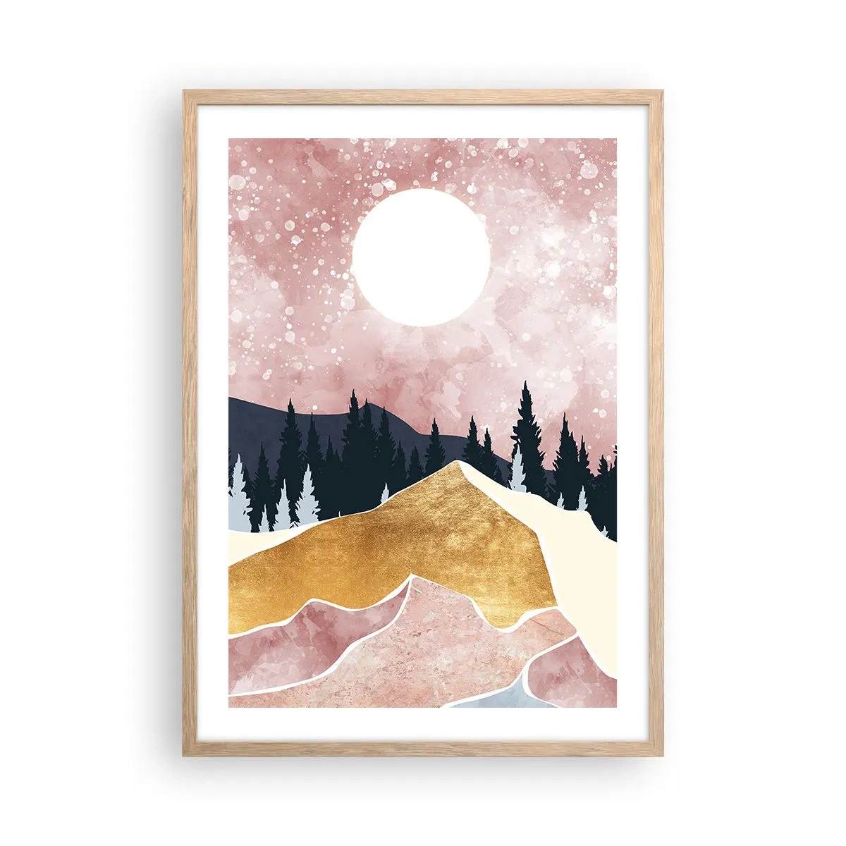 Póster en marco roble claro - Vigilancia nocturna - 50x70 cm