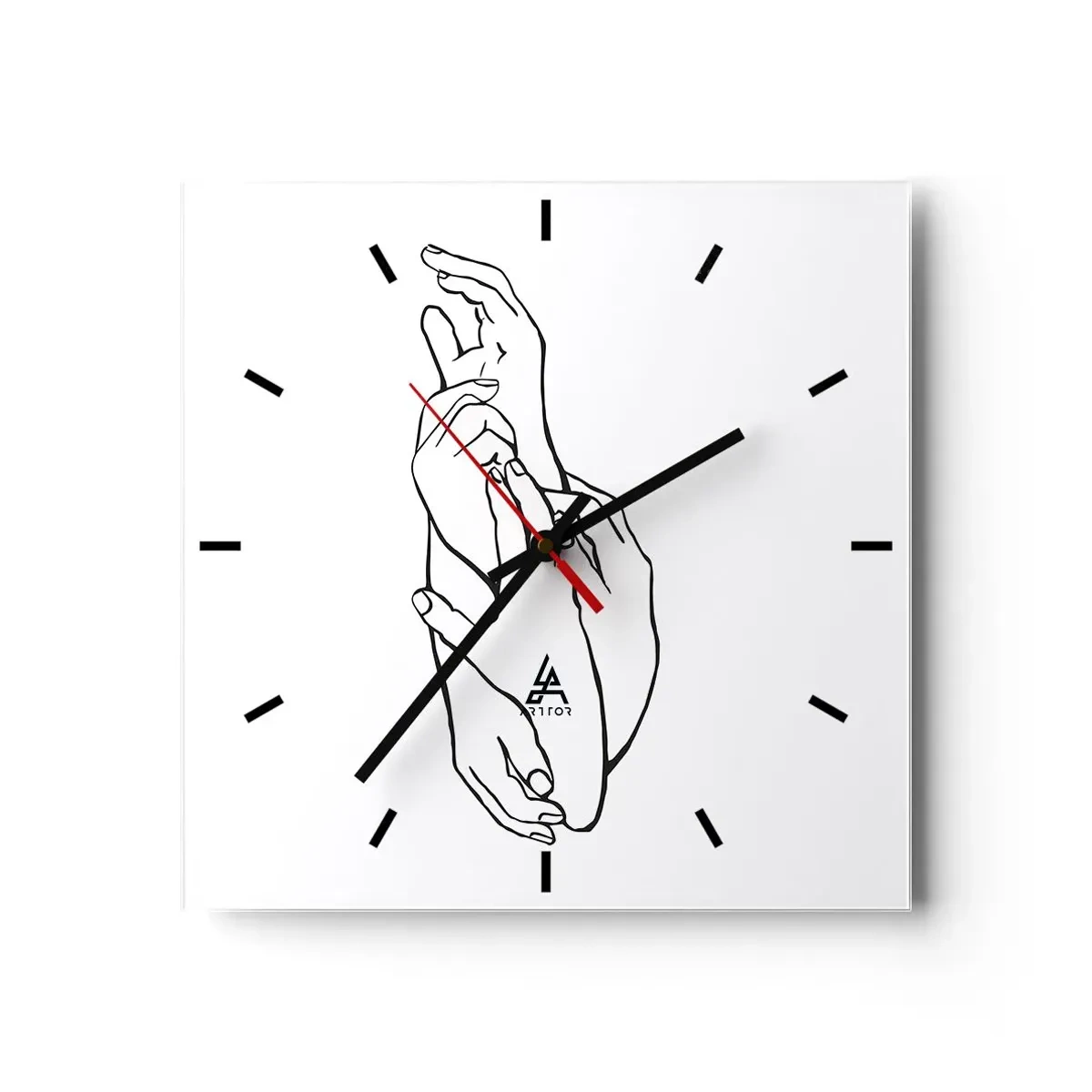 Reloj de pared - Reloj de vidrio - El tacto - 40x40 cm