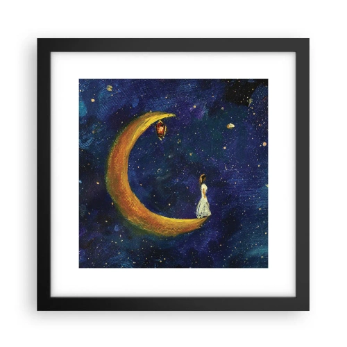 Póster en marco negro - La llamada de la Luna - 30x30 cm