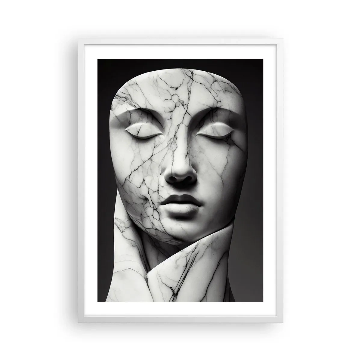 Póster en marco blanco - Formas de mármol - 50x70 cm