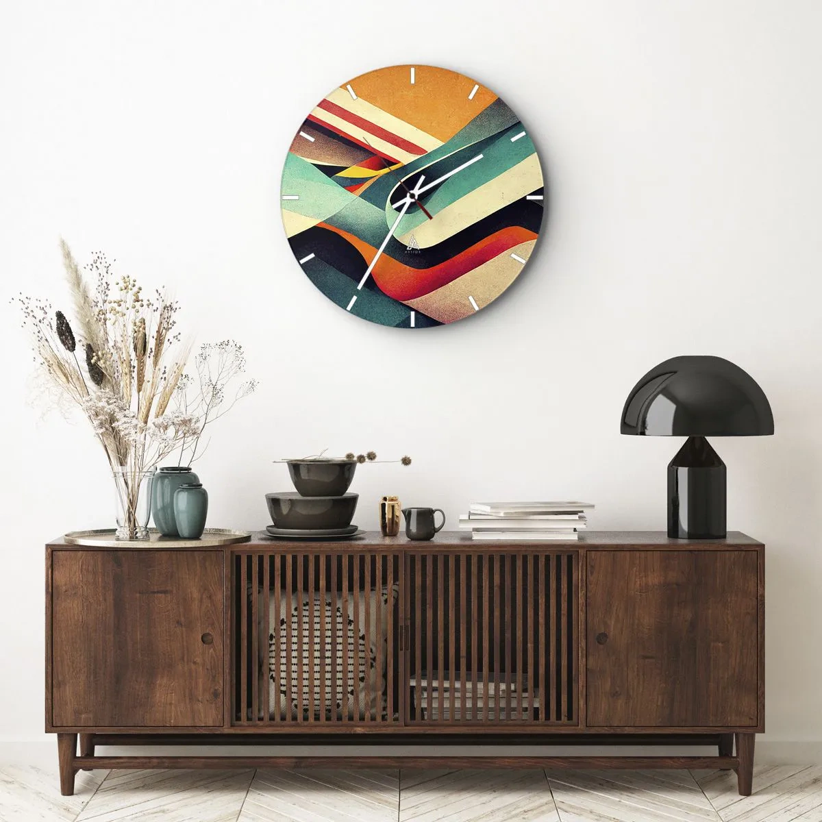 Reloj de pared - Reloj de vidrio - Composición intensa - 40x40 cm