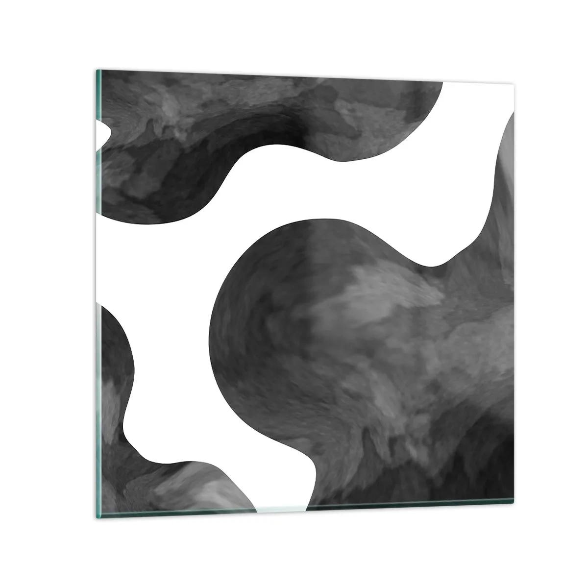 Cuadro sobre vidrio - Impresiones sobre Vidrio - El blanco fluye sobre el negro - 40x40 cm