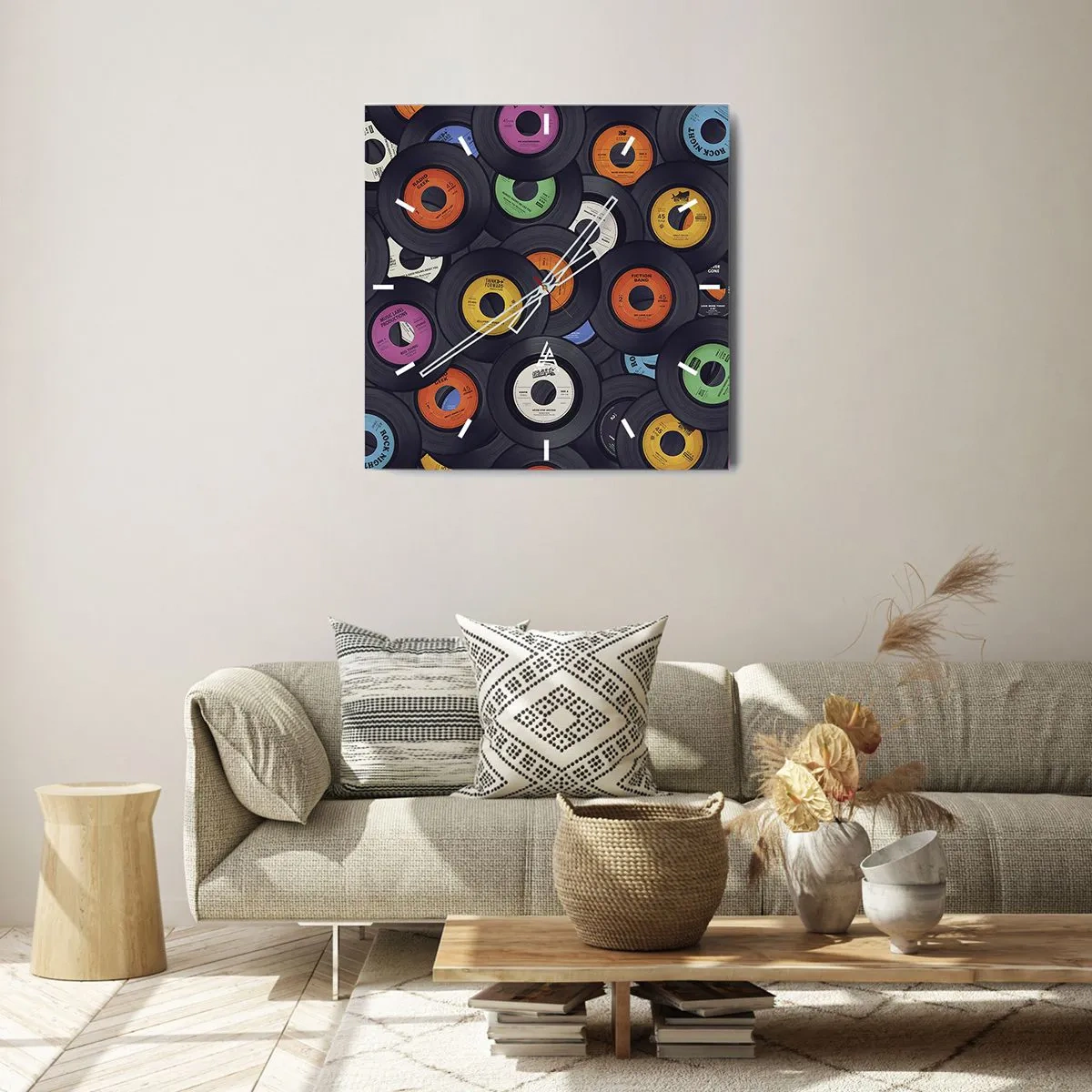 Reloj de pared - Reloj de vidrio - Colores de los clásicos - 30x30 cm