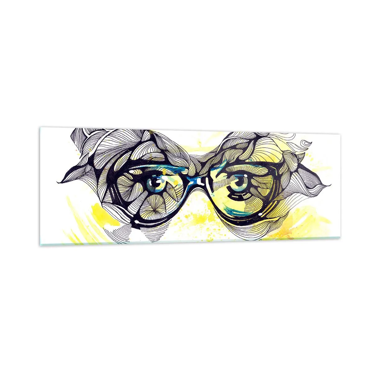 Cuadro sobre vidrio - Impresiones sobre Vidrio - A través de las gafas azules - 90x30 cm