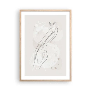 Póster en marco roble claro - Una mirada no dice nada y al mismo tiempo lo dice todo - 50x70 cm