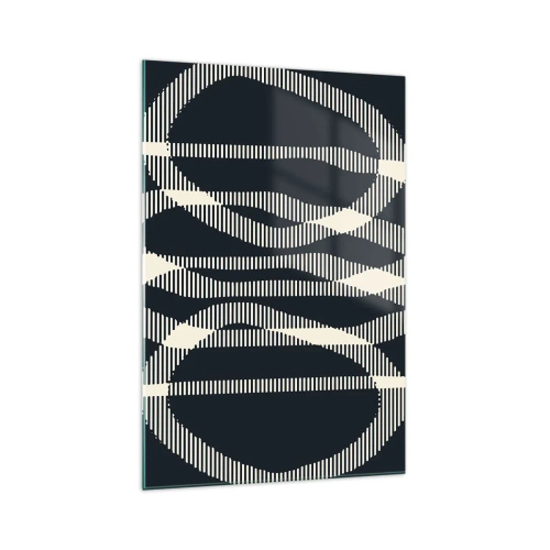 Cuadro sobre vidrio - Impresiones sobre Vidrio - Líneas geométricas en tonos claros sobre un fondo oscuro. - 70x100cm - Un intento de romper la oscuridad - Decoración de pared moderna para salón y dormitorio ARTTOR