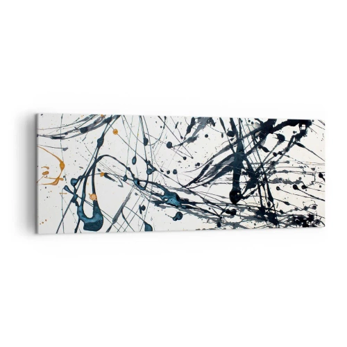 Cuadro sobre lienzo - Impresión de Imagen - Patrón de pintura abstracta con líneas y manchas dinámicas. - 140x50cm - ¿Con o sin sentido? - Decoración de pared moderna para salón y dormitorio ARTTOR