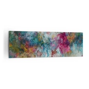 Cuadro sobre lienzo - Impresión de Imagen - Una abstracción colorida que se asemeja a flores en flor. - 160x50cm - En plena floración - Decoración de pared moderna para salón y dormitorio ARTTOR