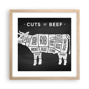 Póster en marco roble claro - Manual del carnicero - 40x40 cm