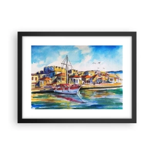 Póster en marco negro - Tarde de arco iris - 40x30 cm