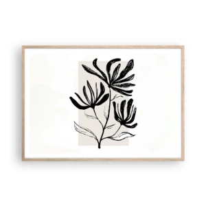 Póster en marco roble claro - Esbozo para un herbario - 100x70 cm