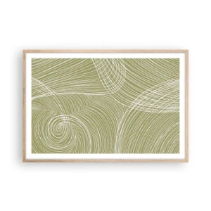 Póster en marco roble claro - Abstracción intrincada en blanco - 91x61 cm