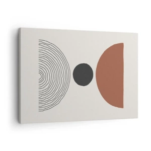 Cuadro sobre lienzo - Impresión de Imagen - Figuras geométricas abstractas en colores cálidos. - 70x50cm - En el centro de la atención - Decoración de pared moderna para salón y dormitorio ARTTOR