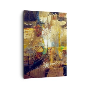 Cuadro sobre lienzo - Impresión de Imagen - Naturaleza muerta abstracta en colores cálidos - 50x70cm - Frío, templado, caliente - Decoración de pared moderna para salón y dormitorio ARTTOR