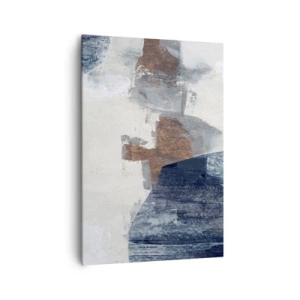 Cuadro sobre lienzo - Impresión de Imagen - Formas abstractas en tonos azules y marrones. - 70x100cm - Formas azules y marrones - Decoración de pared moderna para salón y dormitorio ARTTOR