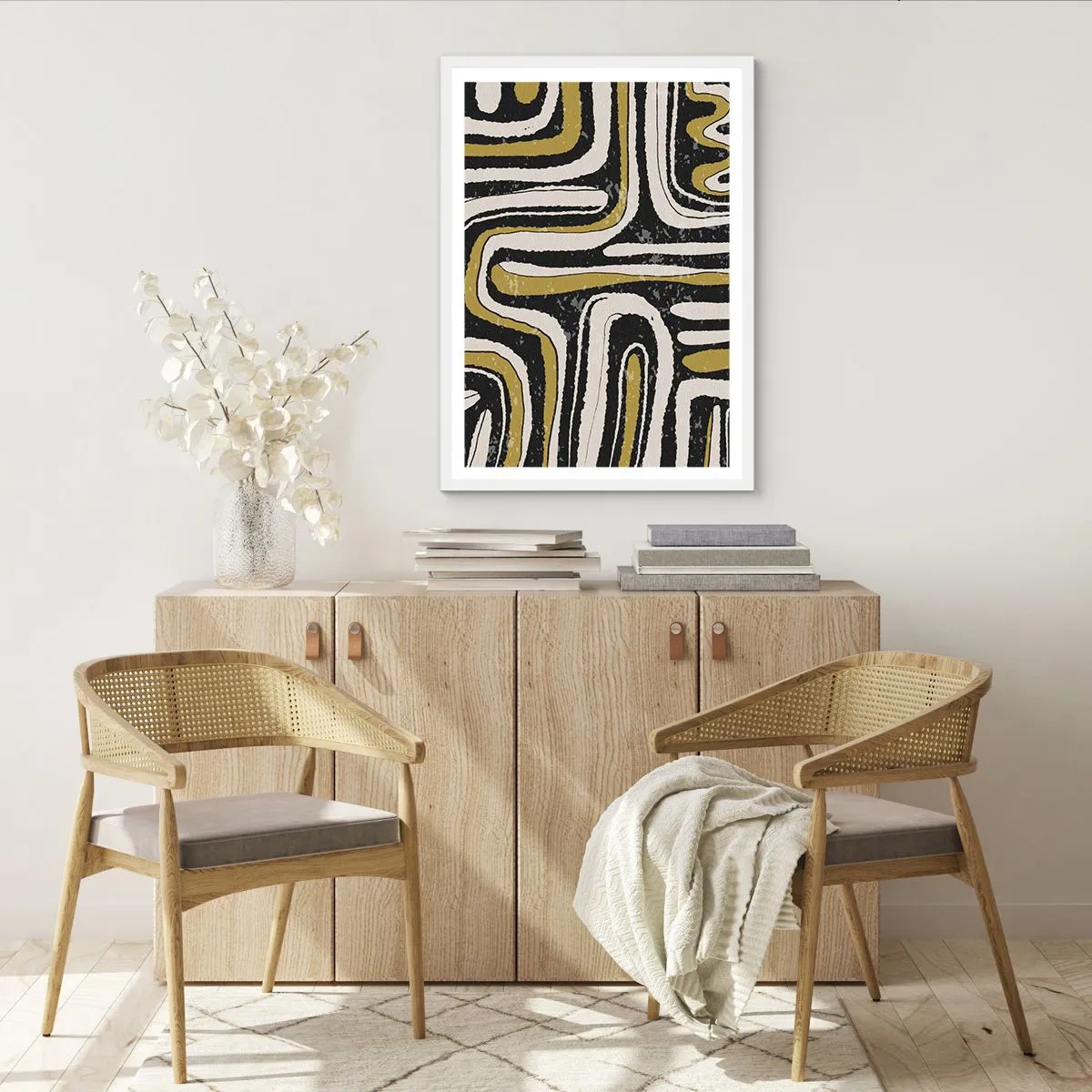 Póster en marco blanco - Composición: tramos y callejones - 40x50 cm