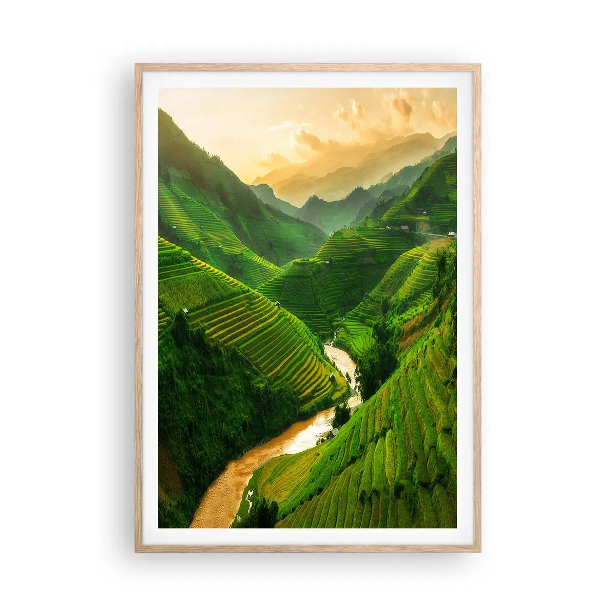 Póster en marco roble claro - Valle vietnamita - 70x100 cm
