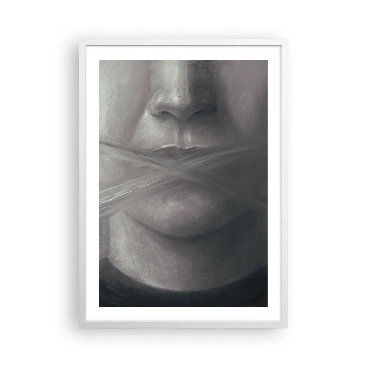 Póster en marco blanco - Ni una palabra - 50x70 cm