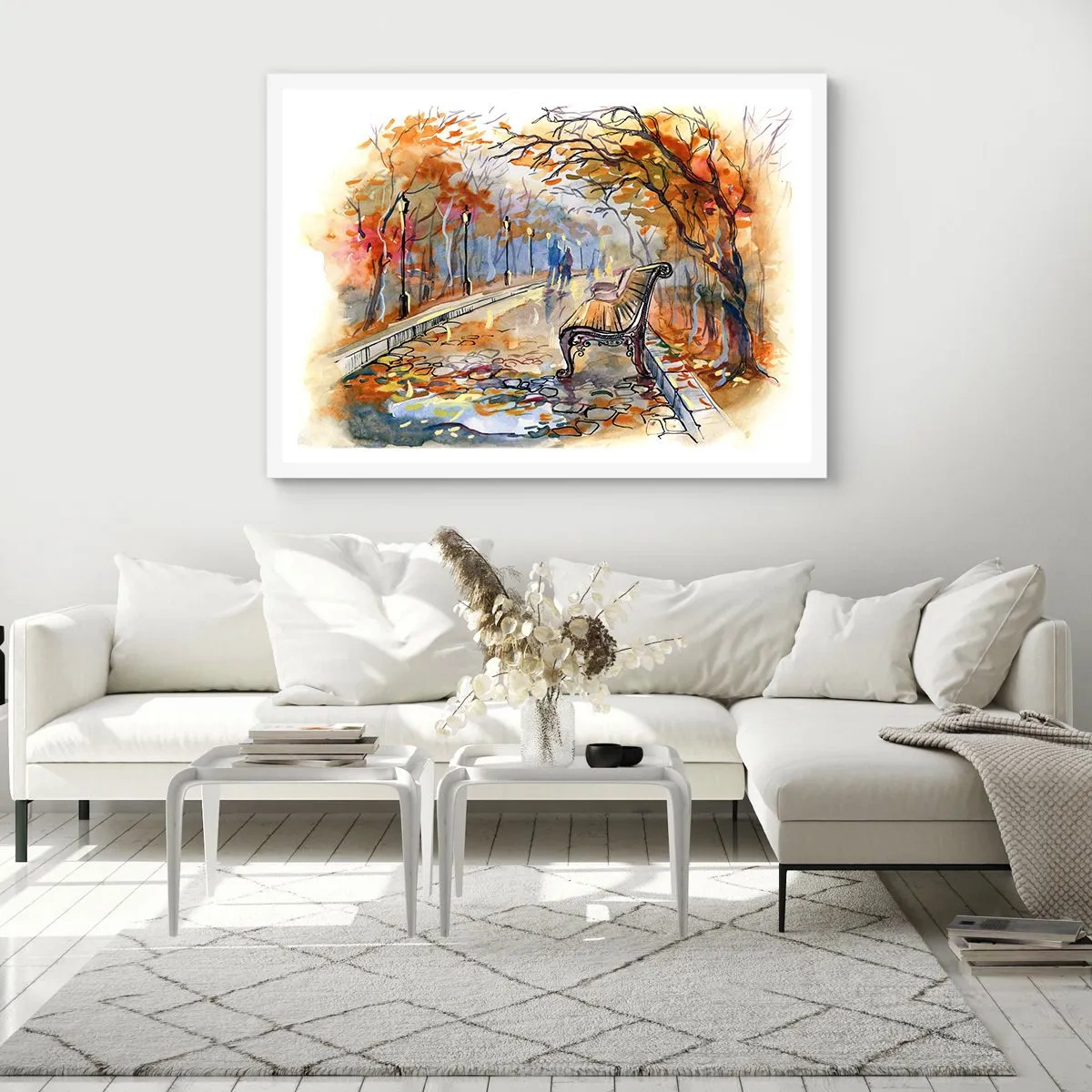 Póster en marco blanco - Caminemos juntos hacia el otoño - 50x40 cm