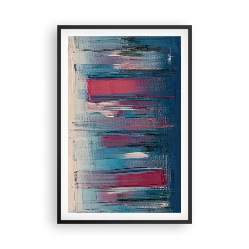 Póster en marco negro - Composición vertical en azul y rojo - 61x91 cm