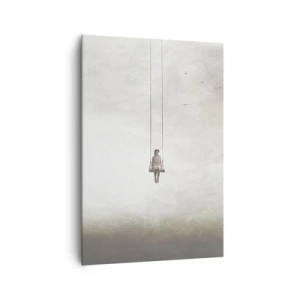 Cuadro sobre lienzo - Impresión de Imagen - Una figura en un columpio suspendida en el espacio. - 70x100cm - El niño que llevamos dentro - Decoración de pared moderna para salón y dormitorio ARTTOR