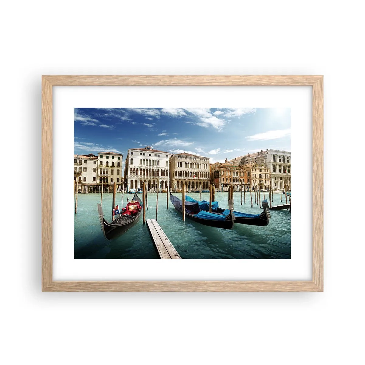 Póster en marco roble claro - Palacios en azul - 40x30 cm