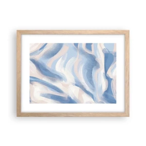 Póster en marco roble claro - Ondas azules - 40x30 cm