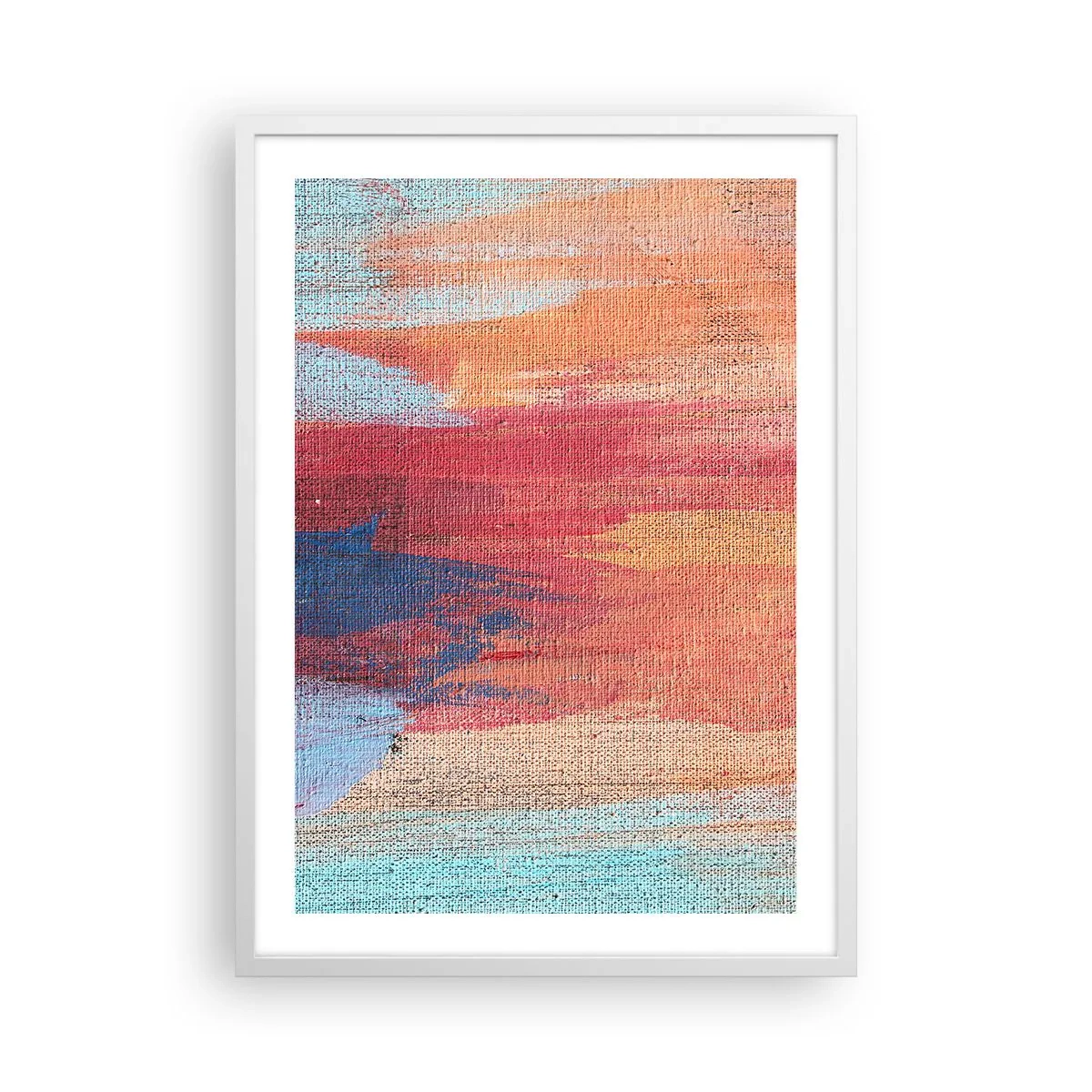 Póster en marco blanco - Trazos de arco iris - 50x70 cm