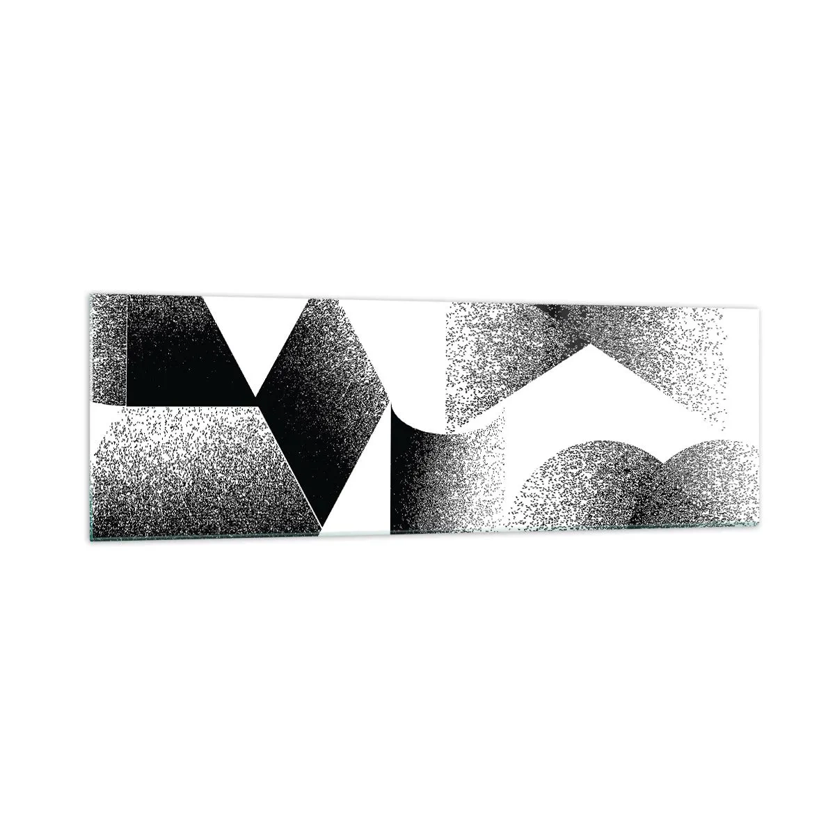 Cuadro sobre vidrio - Impresiones sobre Vidrio - Geometría compuesta por ángulos y formas ovaladas. - 160x50cm - Ángulos y óvalos - Decoración de pared moderna para salón y dormitorio ARTTOR