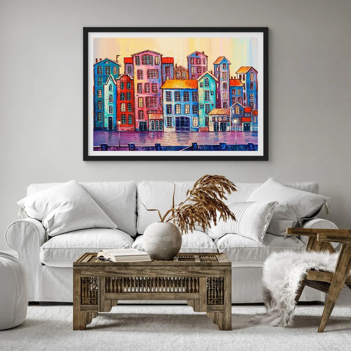 Póster en marco negro - Una ciudad como un cuento de hadas - 91x61 cm