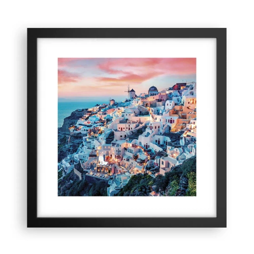 Póster en marco negro - Vacaciones en Grecia - 30x30 cm