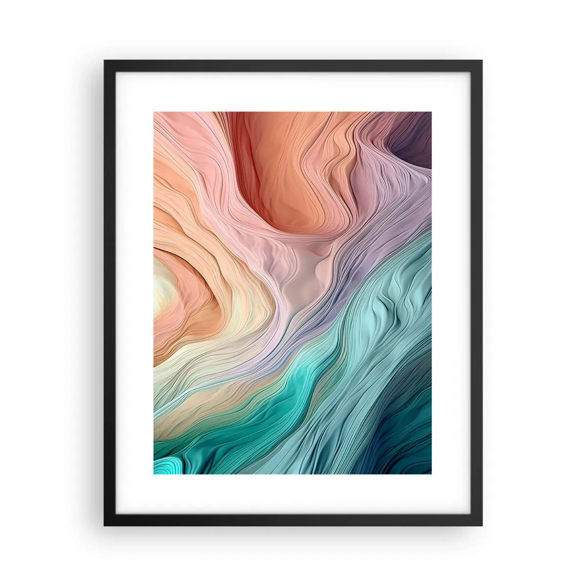 Póster en marco negro - Ola arco iris - 40x50 cm