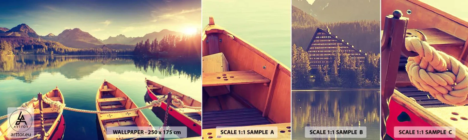 Muestra De Fotomural Standard Eco - Para vivir según sus leyes - Paisaje, Montañas, Lago - 100x30 cm