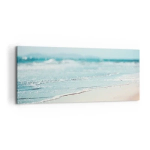 Cuadro sobre lienzo - Impresión de Imagen - Suaves olas del océano en una playa de arena - 120x50cm - Calor y brisa - Decoración de pared moderna para salón y dormitorio ARTTOR