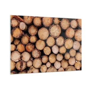 Cuadro sobre vidrio - Impresiones sobre Vidrio - Troncos de árboles dispuestos verticalmente con anillos de crecimiento visibles - 100x70cm - Un nuevo comienzo - Decoración de pared moderna para salón y dormitorio ARTTOR