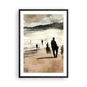 Póster en marco negro - Un paseo por la playa en colores nostálgicos - 50x70cm - Un sueño evocado - Decoración de pared moderna para salón y dormitorio ARTTOR