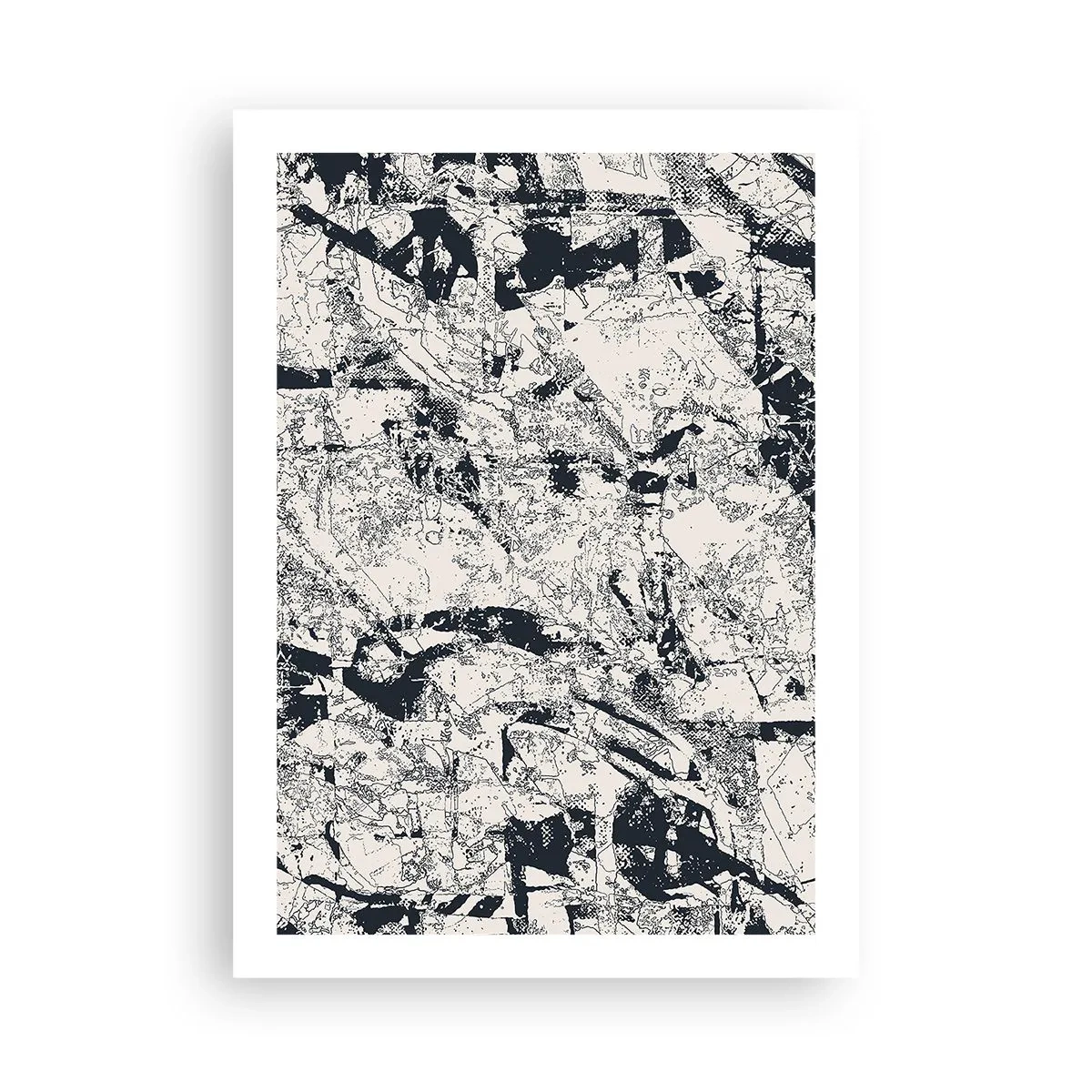 Póster - Composición abstracta con textura en blanco y negro - 50x70cm - La interpenetración de los opuestos - Decoración de pared moderna para salón y dormitorio ARTTOR