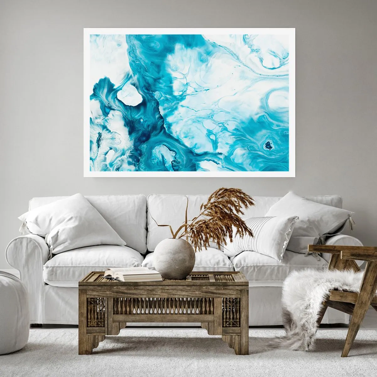 Póster - Patrón abstracto en tonos azules - 100x70cm - Un concierto azul - Decoración de pared moderna para salón y dormitorio ARTTOR