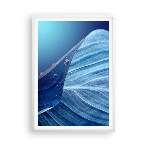 Póster en marco blanco - Gotas ocultas de azul - 70x100 cm