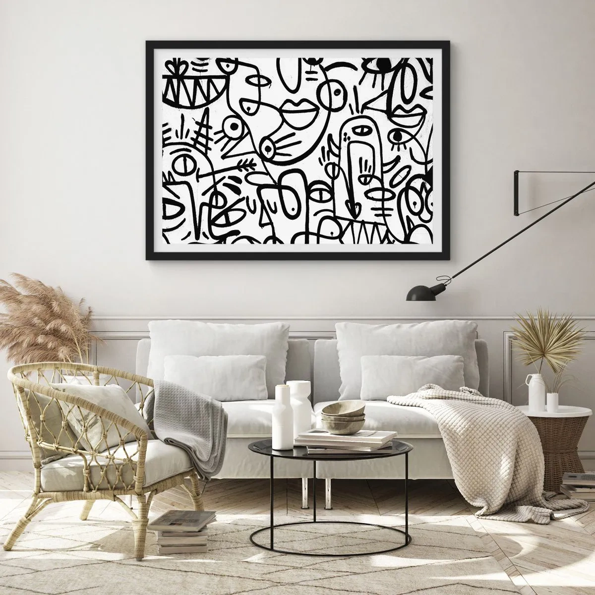 Póster en marco negro - Rostros y espejismos - 91x61 cm
