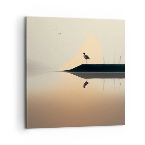 Cuadro sobre lienzo - Impresión de Imagen - Un caballero en el lago - 60x60 cm
