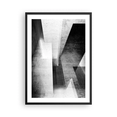 Póster en marco negro - Abstracción geométrica en blanco y negro - 50x70cm - La estructura del espacio - Decoración de pared moderna para salón y dormitorio ARTTOR