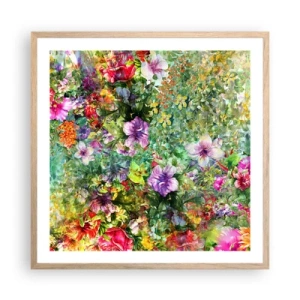 Póster en marco roble claro - En flores a la perdición - 60x60 cm
