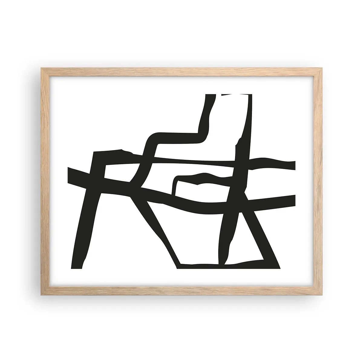 Póster en marco roble claro - Construcción en blanco y negro - 50x40 cm