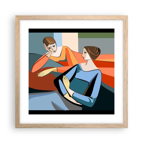 Póster en marco roble claro - Un momento de confidencias - 40x40 cm